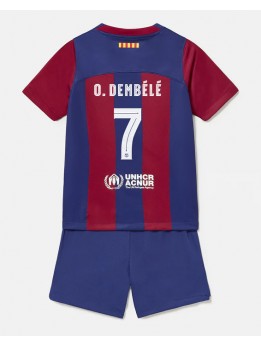 Barcelona Ousmane Dembele #7 Heimtrikotsatz für Kinder 2023-24 Kurzarm (+ Kurze Hosen)